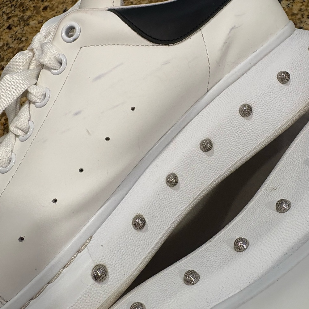 Alexander McQueen Oversized Sneakers White Leather Studs Size 45 US 12 - Picture 6 of 14